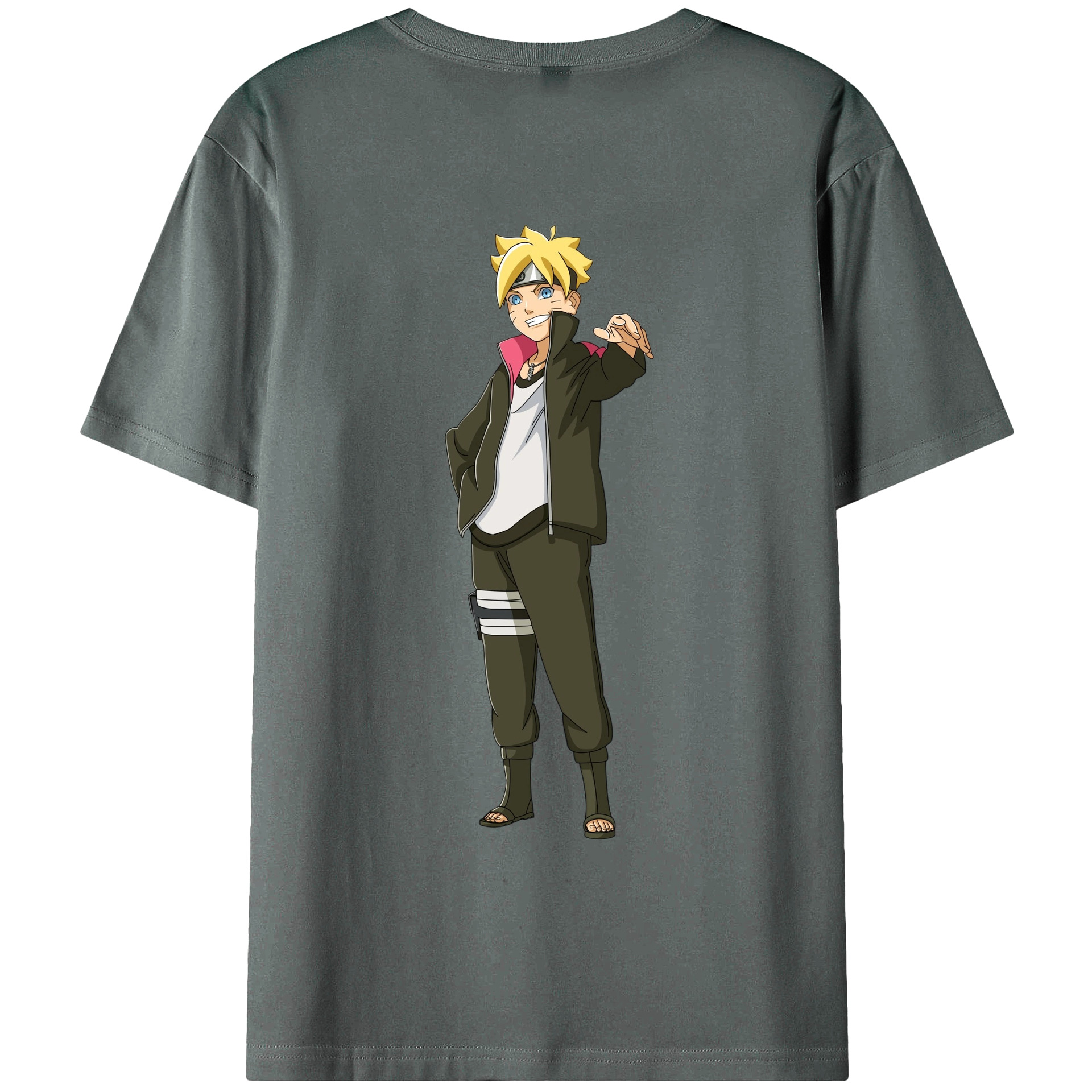 （画像用） NARUTO -ナルト- うずまき ボルト Uzumaki Boruto 綿100％ メンズ半袖Tシャツ（バックプリント） 通気性
